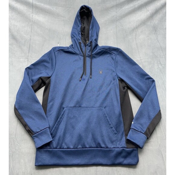 Spyder Active Hooded Sweatshirt Men's Medium Blue ProWeb Drawstring Breathable - Picture 1 of 8